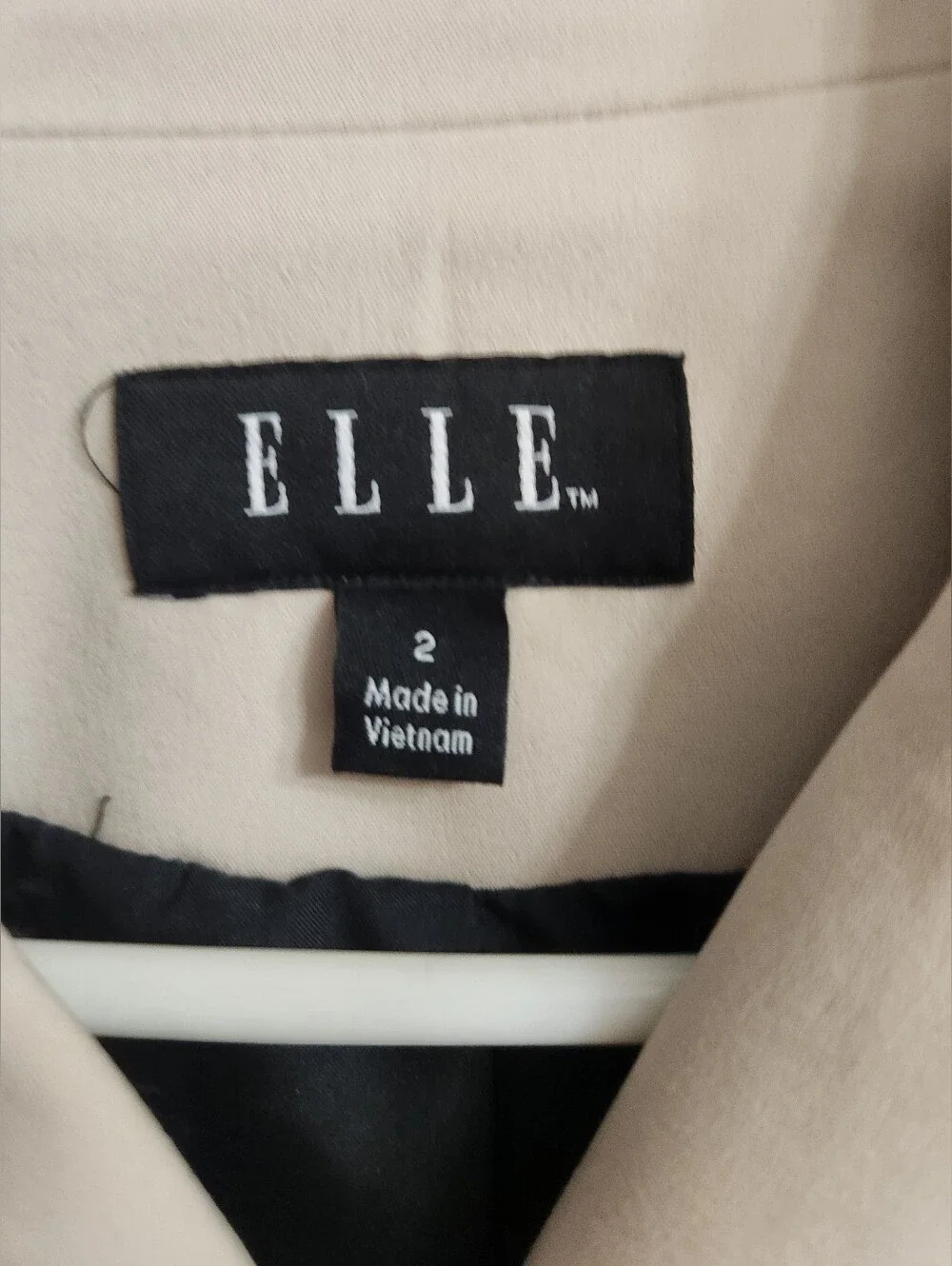 Elle Cream Trench Coat with Black Contrast Trim Sz 2